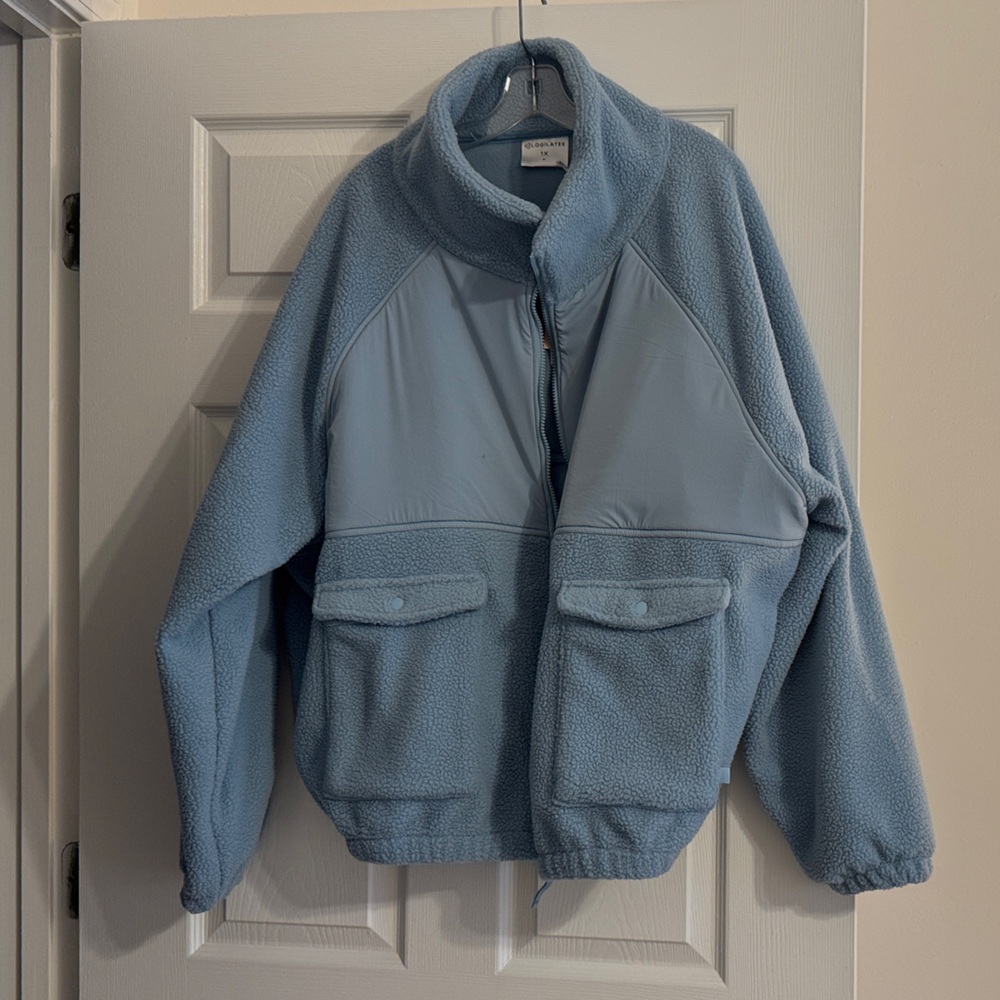 Women's Blue Puffer Jacket with Pockets Size 1X
